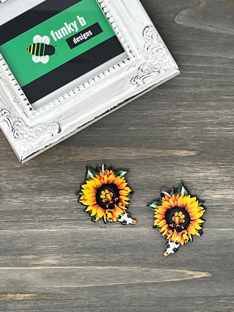 Paw Print Sunflower Acrylic Charm