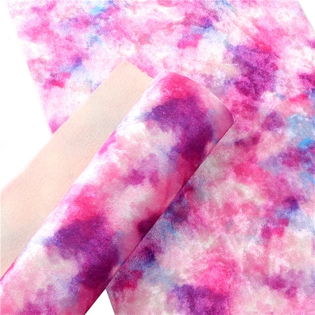 Pink and Purple Tie-Dye Velvet Fabric Sheet