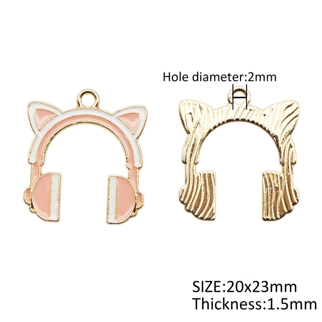 Pink Cat Ear Headphones Charm