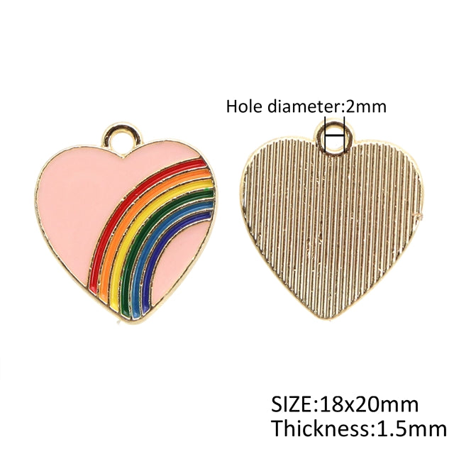 Pink Rainbow Heart Charm