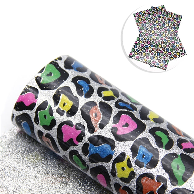 Rainbow Leopard and Silver Glitter Double Sided Jelly Sheet