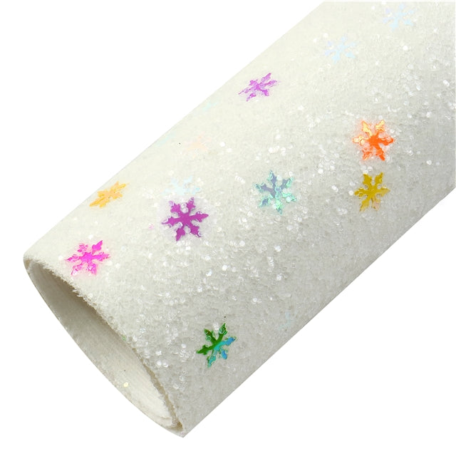 Rainbow Snowflakes White Chunky Glitter Sheet