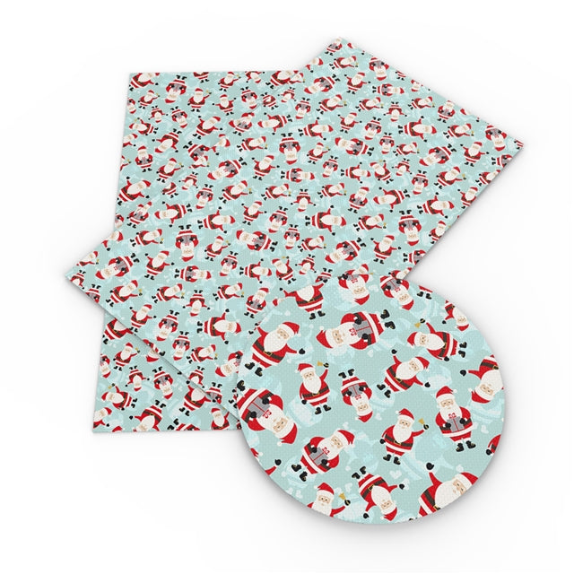 Scattered Santas Faux Leather Sheet