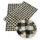 Tan Snowflake Buffalo Plaid Faux Leather Sheet